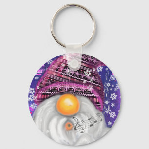 Chaveiro Feliz Gnomo Em Roxo Que Canta Uma Música De Natal 
