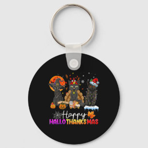 Chaveiro Feliz Hallothanksmas Black Cat Halloween Graças