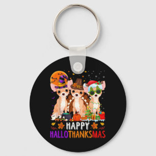 Chaveiro Feliz Hallothanksmas Cachorro Chihuahua Halloween