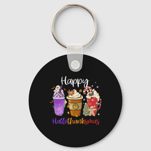 Chaveiro Feliz Hallothanksmas Café Obrigados de Dia das Bru (Frente)