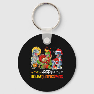 Chaveiro Feliz Hallothanksmas Dia de Ação de Graças Dinossa