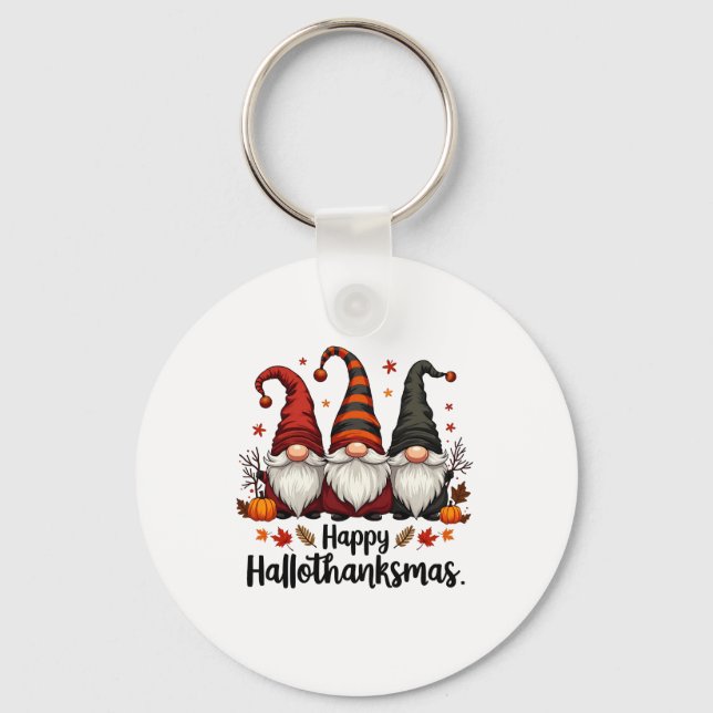Chaveiro Feliz Hallothanksmas Halloween Xmas Gnomos (Frente)