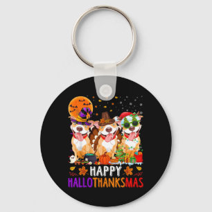 Chaveiro Feliz Hallothanksmas Pitbull Cão Halloween