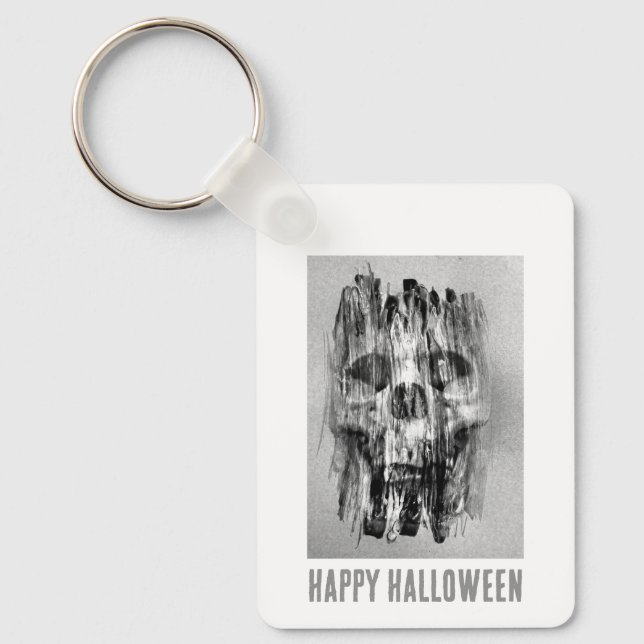 Chaveiro Feliz Halloween. Caveira aflita (Frente)