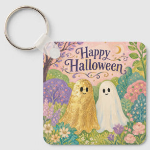 Chaveiro Feliz Halloween Jardim de Flores Fantasma Fofa