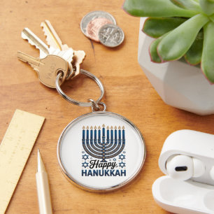 Chaveiro Feliz Hanukkah Elegante - Arte de Feriado Judaico