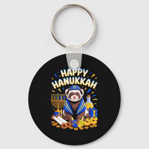 Chaveiro Feliz Hanukkah Furão Vestindo Fantasia Judaica Ani