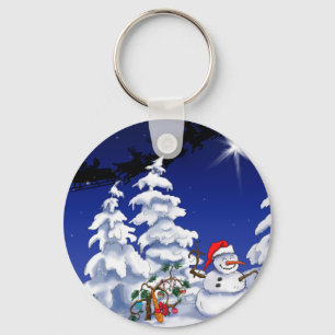 Chaveiro Feliz homem da neve na hora de Natal