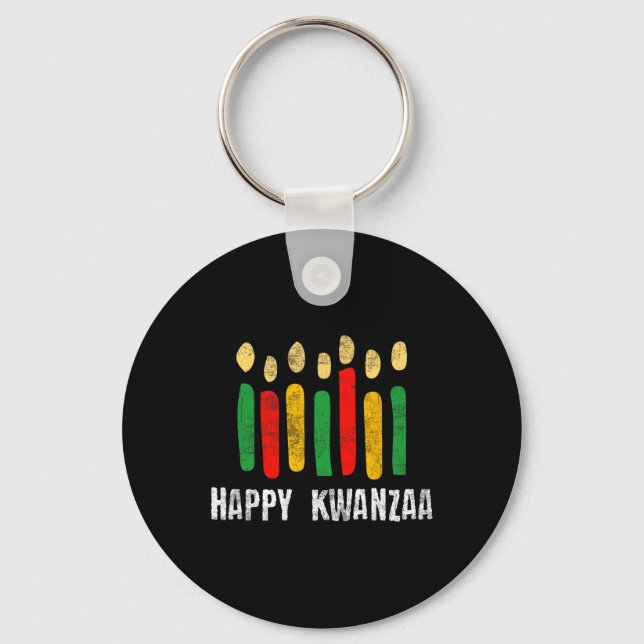 Chaveiro Feliz Kwanzaa Kinara Sete Velas Princípios De K (Frente)