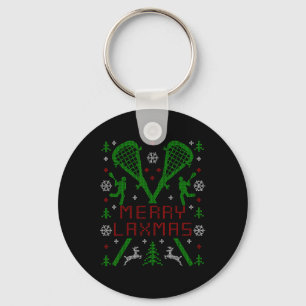 Chaveiro Feliz Laxmas Engraçado Lacrosse Suéter de Natal Fe