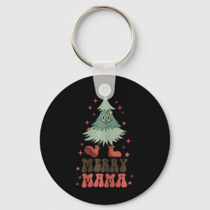 Chaveiro Feliz Mama Retrora Árvore de Natal Rosto Matchi