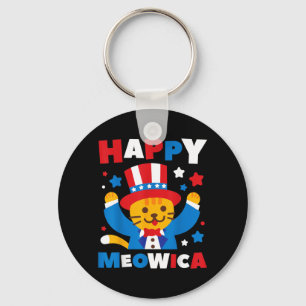 Chaveiro Feliz Meowica Gato Divertido 4 De Julho Independên