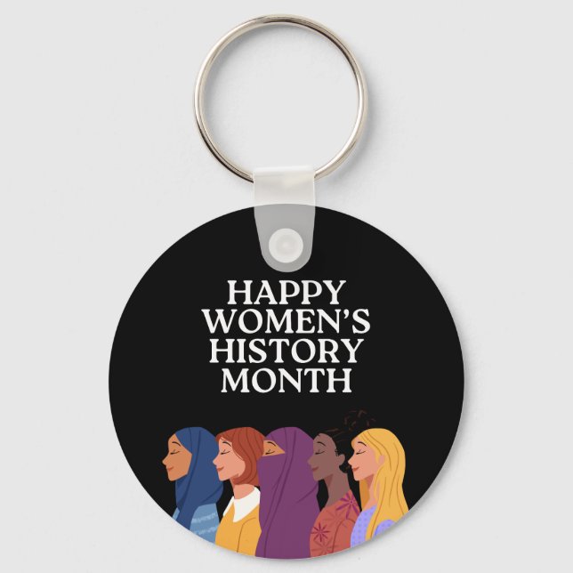 Chaveiro Feliz Mês da História das Mulheres (Frente)