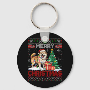 Chaveiro Feliz Natal Akita Dog Lovers Família Feia Xmas