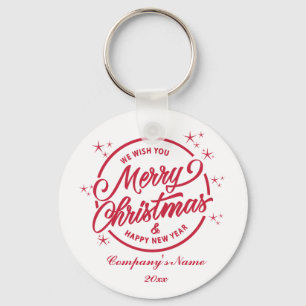 Chaveiro Feliz Natal & Ano Novo, Tipografia Vermelha