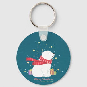 Chaveiro Feliz Natal: Arte de Ilustração do Urso Polar