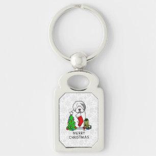 Chaveiro Feliz Natal Árvore 2 Antiga Cinza de Ovino Inglês