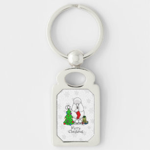 Chaveiro Feliz Natal Árvore 2 Poodle (branco)