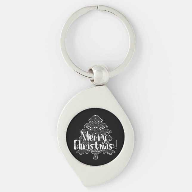 Chaveiro Feliz Natal, árvore de Natal Clássico (Frente)
