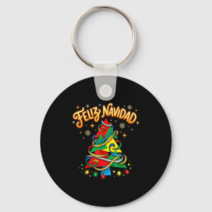 Chaveiro Feliz Natal Árvore de Natal Espanhola Colorida 