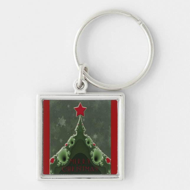 Chaveiro Feliz Natal - Árvore Fractal e Estrela (Frente)