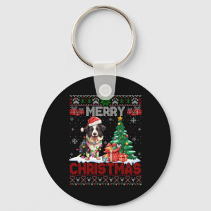 Chaveiro Feliz Natal Borda Collie Dog Amadurece Ugly Xmas