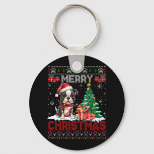 Chaveiro Feliz Natal Boston Terrier Dog Amava Xma