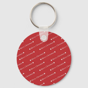 Chaveiro Feliz Natal Branco Em Fundo Vermelho