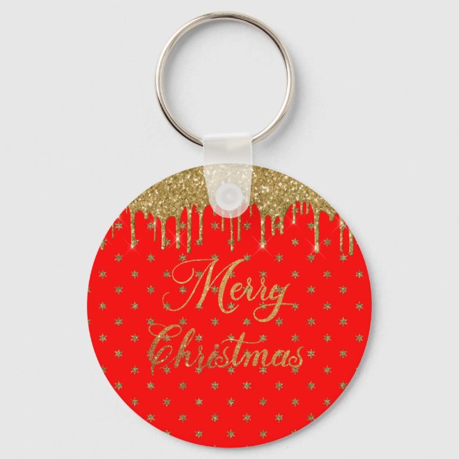 Chaveiro Feliz Natal - brilho vermelho (Frente)