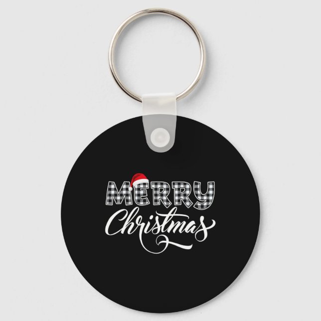 Chaveiro Feliz Natal Buffalo Black E White Xadrez Para (Frente)