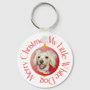 Chaveiro Feliz Natal Cachorrinho Branco