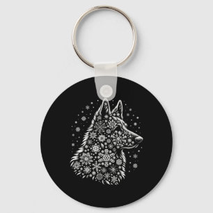 Chaveiro Feliz Natal Cão Feriado - Floco de Neve Alemão Ela