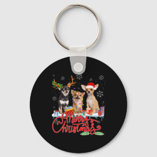 Chaveiro Feliz Natal Chihuahua Dogs Papais noeis Reindeer L