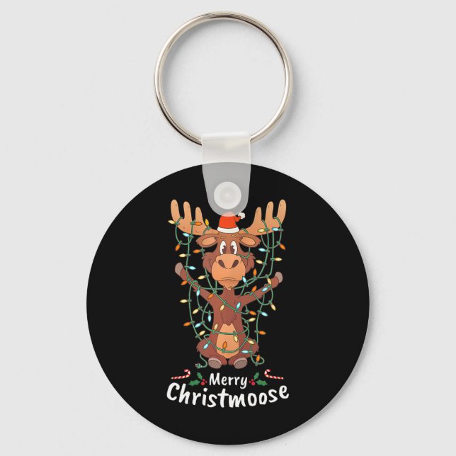 Chaveiro Feliz Natal Christmoose Árvore de Natal Luzes (Frente)