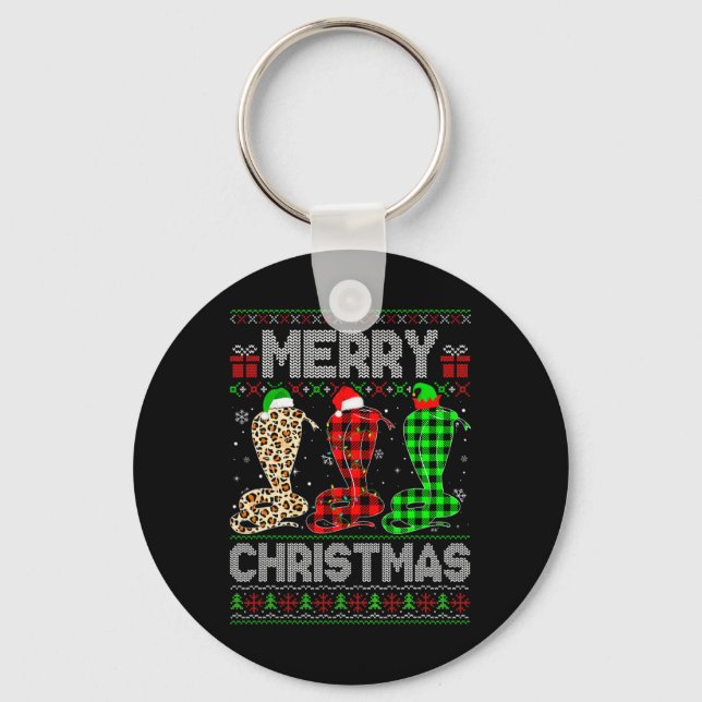 Chaveiro Feliz Natal Cobra Xmas Leopard Xadrezes Elf (Frente)