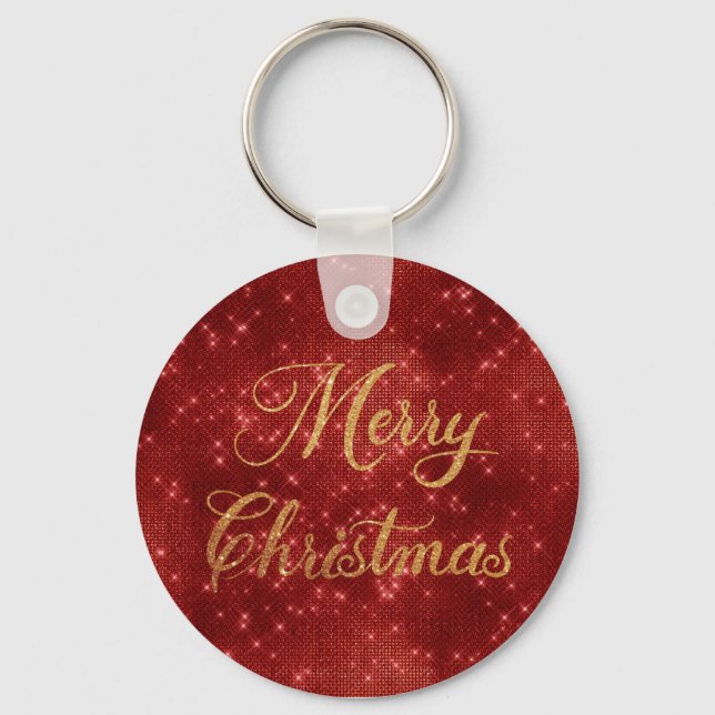 Chaveiro Feliz Natal com brilho vermelho (Frente)