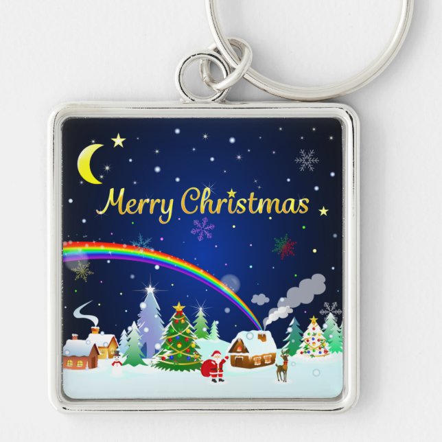 Chaveiro Feliz Natal com Crescent Moon (Frente)