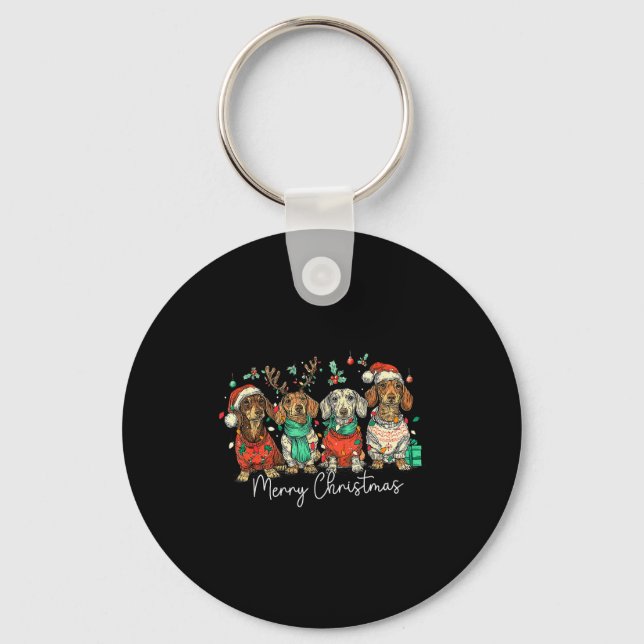 Chaveiro Feliz Natal Dachshund Cão Natal Férias Pe (Frente)