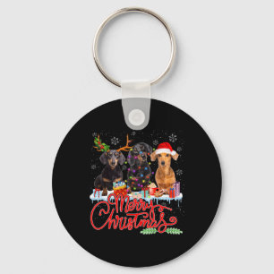 Chaveiro Feliz Natal Dachshund Dogs Papais noeis Reindeer L