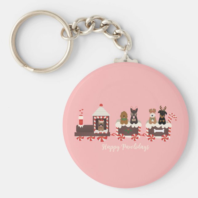 Chaveiro Feliz Natal de Cachorro Comboio (Frente)