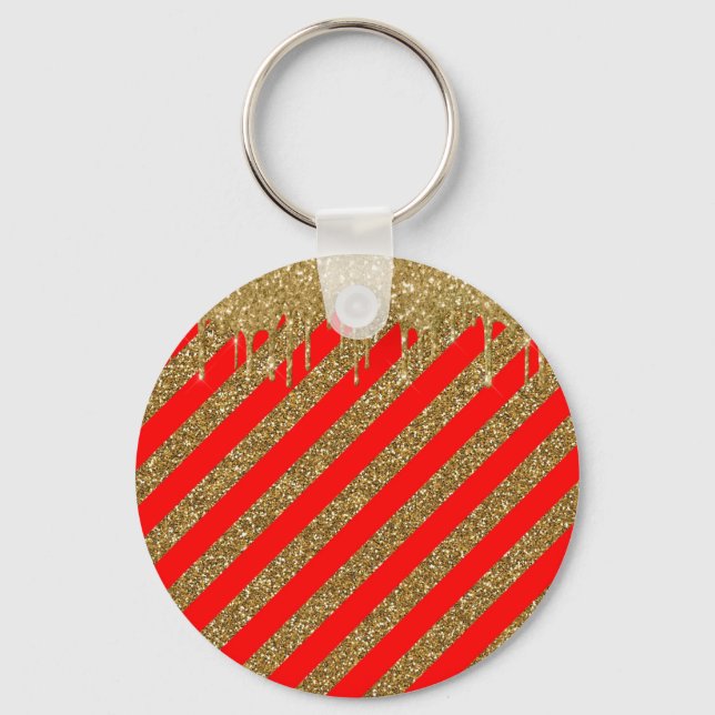 Chaveiro Feliz Natal - faixa vermelha de brilho (Frente)