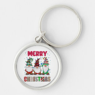 Chaveiro Feliz Natal Família Gnomo Engraçado Árvore de Nata