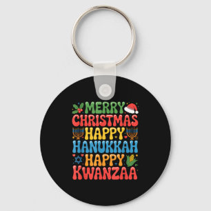 Chaveiro Feliz Natal Feliz Hanukkah Cota de Kwanzaa