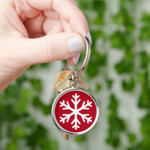Chaveiro Feliz Natal Floco de Neve Férias Inverno
