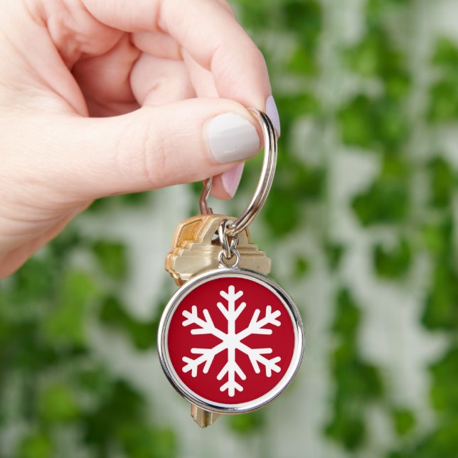 Chaveiro Feliz Natal Floco de Neve Férias Inverno (Mão)
