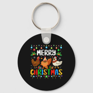 Chaveiro Feliz Natal Galinha Divertida Chapéu de Papai Noel