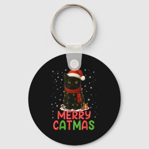 Chaveiro Feliz Natal Gatinho Chapéu do Papai Noel Gato Pret