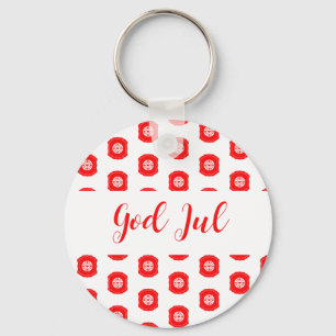 Chaveiro Feliz Natal God Jul padrão escandinavo presente