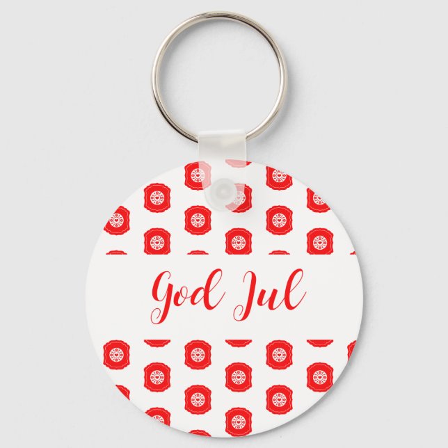 Chaveiro Feliz Natal God Jul padrão escandinavo presente (Frente)