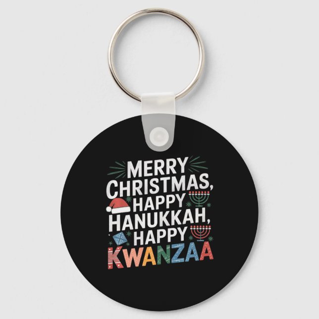 Chaveiro Feliz Natal Hanukkah Feliz Kwanzaa 14 (Frente)